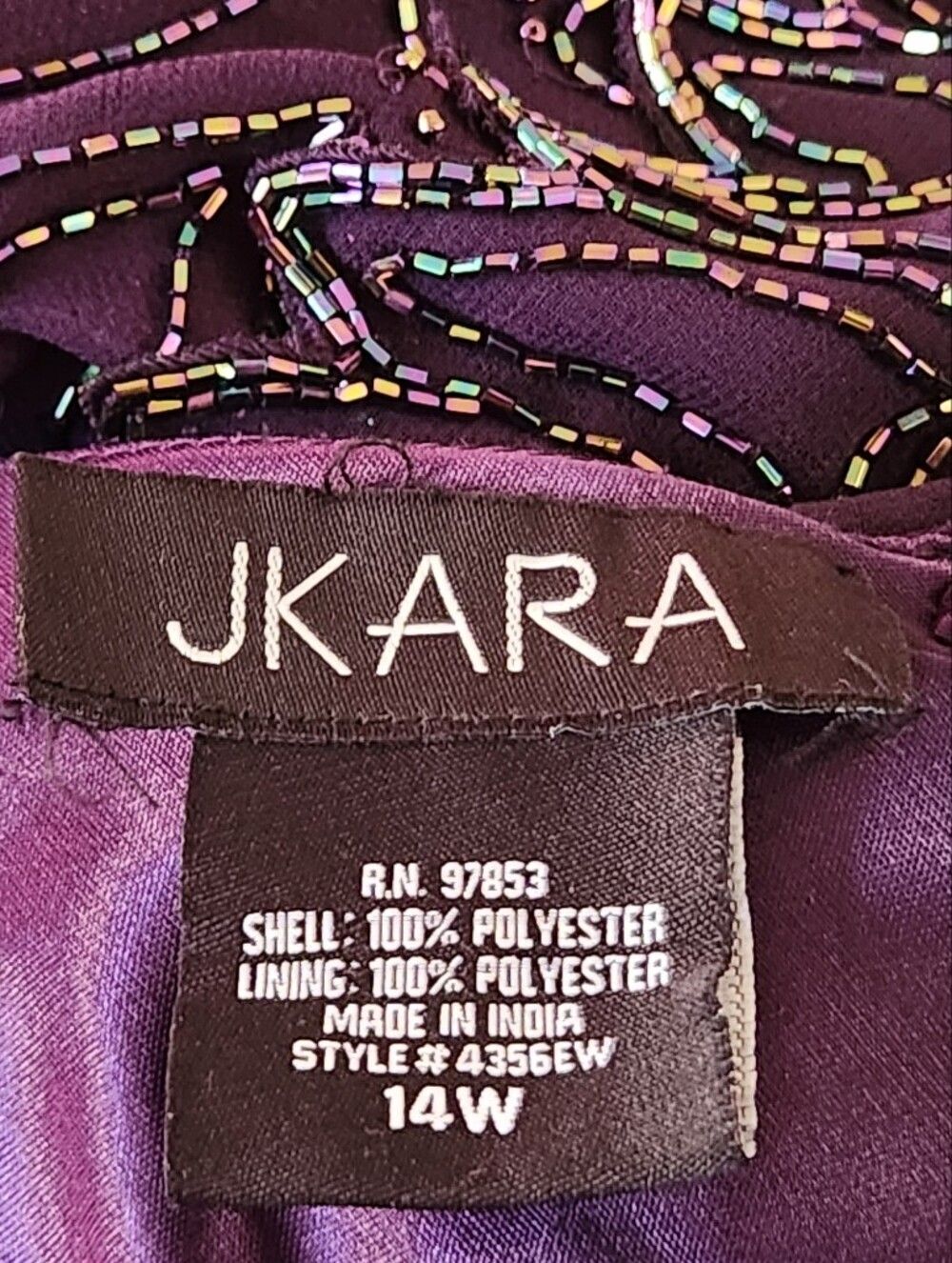 J KARA Purple Beaded Tiered Formal Midi Dress - Size 14W - Picture 13 of 14